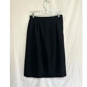 Pendleton Womens Vintage Virgin Wool Black Midi Skirt Front Pleats Pockets SZ 10